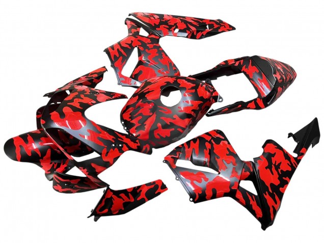 2003-2004 Black Red Grey Camouflage Honda CBR600RR Motorcycle Fairings