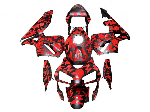 2003-2004 Black Red Grey Camouflage Honda CBR600RR Motorcycle Fairings