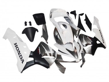 2003-2004 White Matte Black Racing Honda CBR600RR Motorcycle Fairings