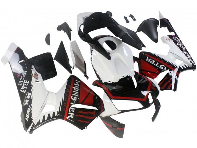 2003-2004 White Red Glossy Black Monster Honda CBR600RR Motorcycle Fairings
