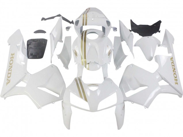 2005-2006 White Gold Honda CBR600RR Motorcycle Fairings