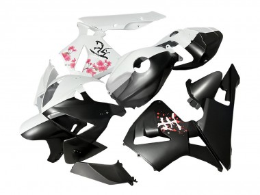 2005-2006 Black White with Cherry Blossom Honda CBR600RR Motorcycle Fairings