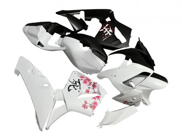 2005-2006 Black White with Cherry Blossom Honda CBR600RR Motorcycle Fairings