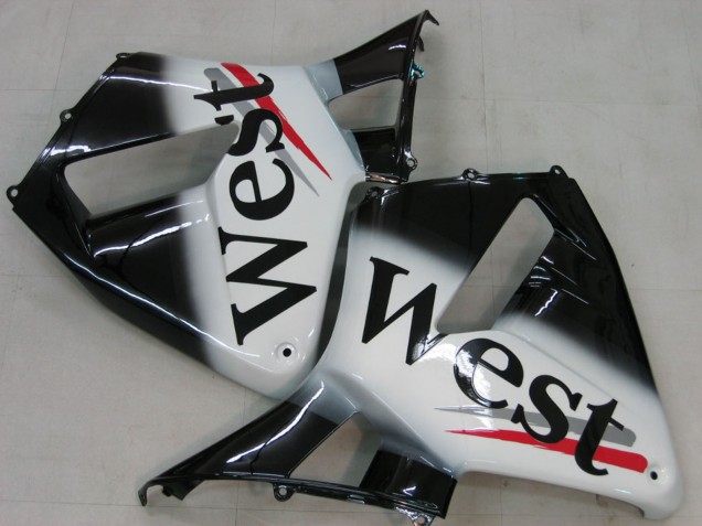 2005-2006 Glossy Black White West Honda CBR600RR Motorcycle Fairings