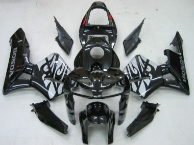 2005-2006 Glossy Black Grey Flame Honda CBR600RR Motorcycle Fairings