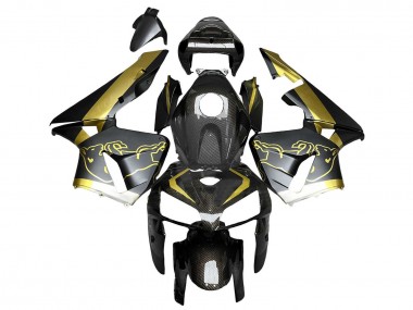 2005-2006 Black Gold Carbon Fiber Honda CBR600RR Motorcycle Fairings