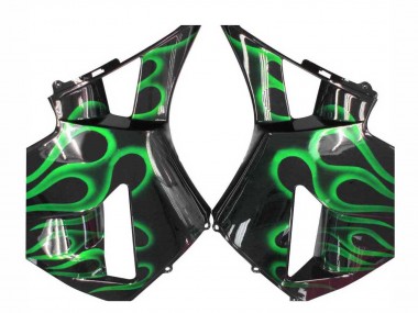 2005-2006 Glossy Black Green Flame Honda CBR600RR Motorcycle Fairings