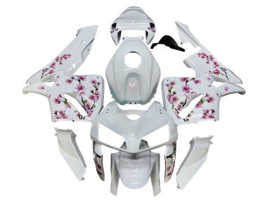 2005-2006 White with Cherry Blossom Honda CBR600RR Motorcycle Fairings