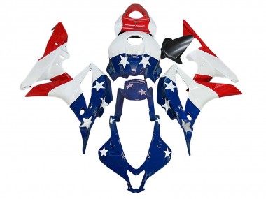 2007-2008 White Blue Red Star Honda CBR600RR Motorcycle Fairings