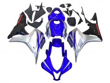2007-2008 Silver Blue Glossy Black Racing Honda CBR600RR Motorcycle Fairings