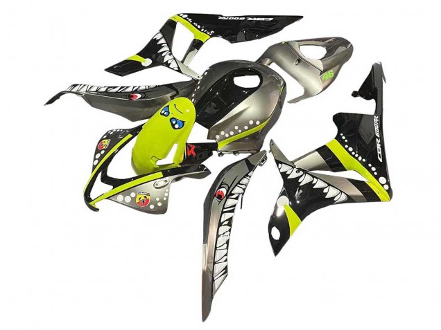 2007-2008 Grey Fluorescent Yellow Shark Honda CBR600RR Motorcycle Fairings