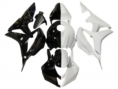 2007-2008 White Glossy Black Split Honda CBR600RR Motorcycle Fairings
