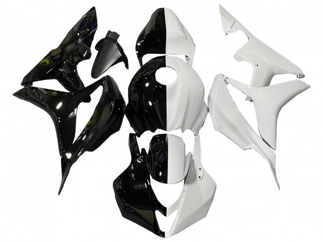 2007-2008 White Glossy Black Split Honda CBR600RR Motorcycle Fairings