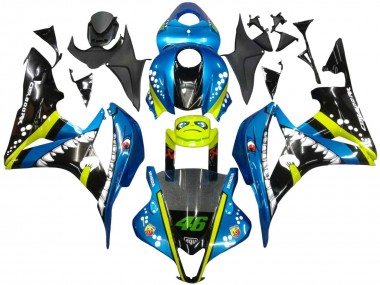 2007-2008 Green Yellow Glossy Black Shark 46 Honda CBR600RR Motorcycle Fairings