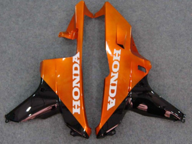 2007-2008 Glossy Black Orange Flame Honda CBR600RR Motorcycle Fairings