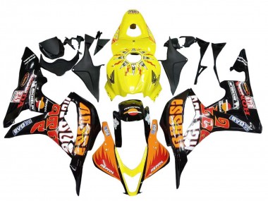 2007-2008 Yellow Orange Glossy Black Rossi Repsol Honda CBR600RR Motorcycle Fairings