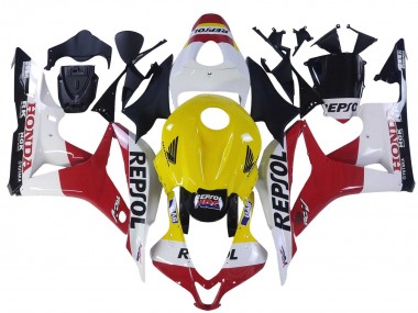 2007-2008 White Yellow Red Repsol HRC Honda CBR600RR Motorcycle Fairings