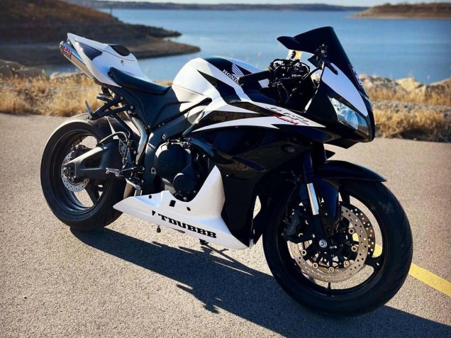 2007-2008 White Black Racing Honda CBR600RR Motorcycle Fairings