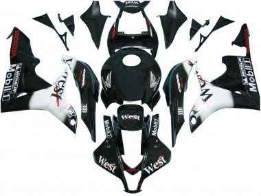 2007-2008 Glossy Black White West Honda CBR600RR Motorcycle Fairings