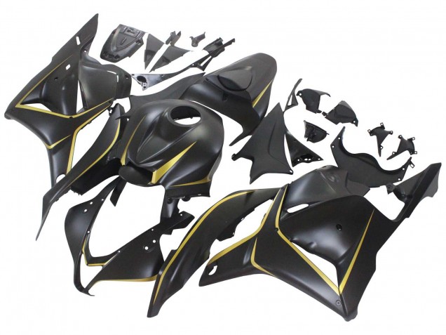 2009-2012 Matte Black Gold Honda CBR600RR Motorcycle Fairings