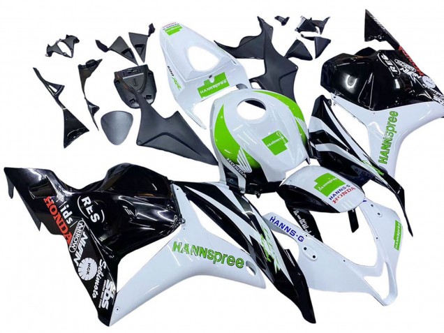 2009-2012 White Green Glossy Black Hannspree Honda CBR600RR Motorcycle Fairings
