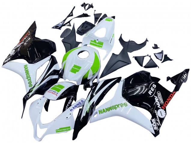 2009-2012 White Green Glossy Black Hannspree Honda CBR600RR Motorcycle Fairings