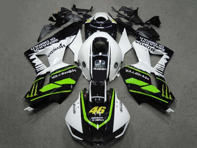 2009-2012 White Green Glossy Black Semakin Didepan Monster 46 Honda CBR600RR Motorcycle Fairings