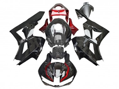 2013-2023 Glossy Black Red Honda CBR600RR Motorcycle Fairings