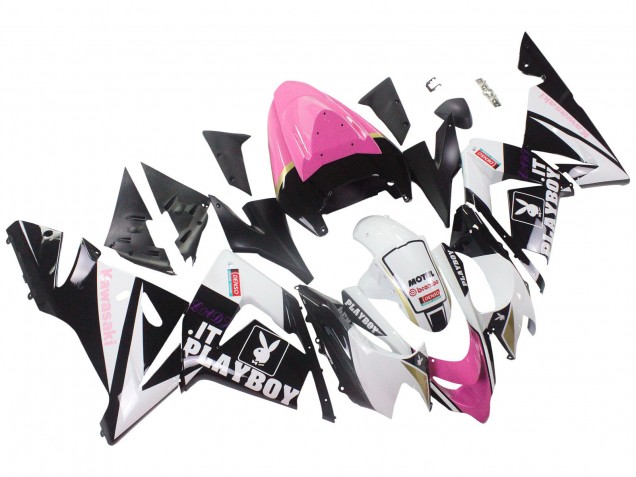 2004-2005 Black Pink White Playboy Motul Kawasaki ZX10R Motorcycle Fairings