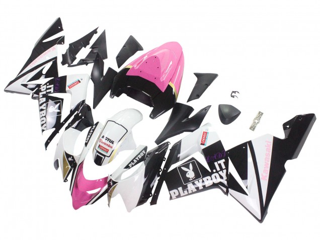 2004-2005 Black Pink White Playboy Motul Kawasaki ZX10R Motorcycle Fairings