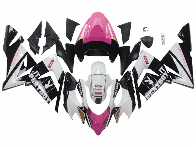 2004-2005 Black Pink White Playboy Motul Kawasaki ZX10R Motorcycle Fairings