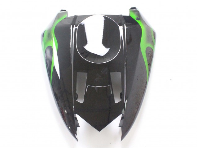 2004-2005 Black with Green Flame Ninja Kawasaki ZX10R Motorcycle Fairings