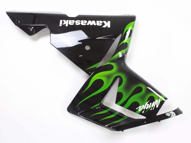 2004-2005 Black with Green Flame Ninja Kawasaki ZX10R Motorcycle Fairings