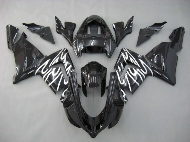 2004-2005 Black White Kawasaki ZX10R Motorcycle Fairings