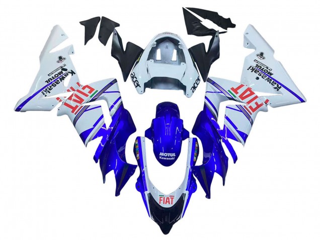2004-2005 Glossy Blue White Fiat Motul Kawasaki ZX10R Motorcycle Fairings