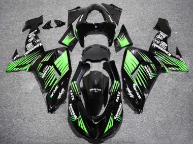 2006-2007 Glossy Black Green Kawasaki ZX10R Motorcycle Fairings