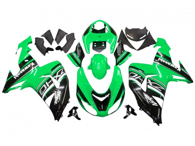 2006-2007 Green White Black Kawasaki ZX10R Motorcycle Fairing Kits