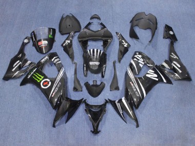 2006-2007 Matte Black White Green Monster Kawasaki ZX10R Motorcycle Fairings