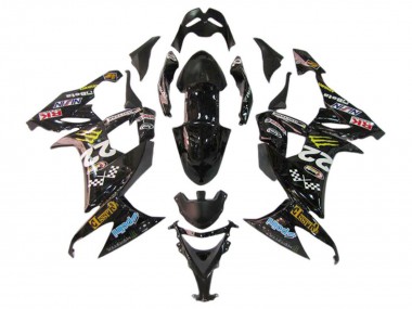 2006-2007 Glossy Black Red Blue Yellow Monster Kawasaki ZX10R Motorcycle Fairings