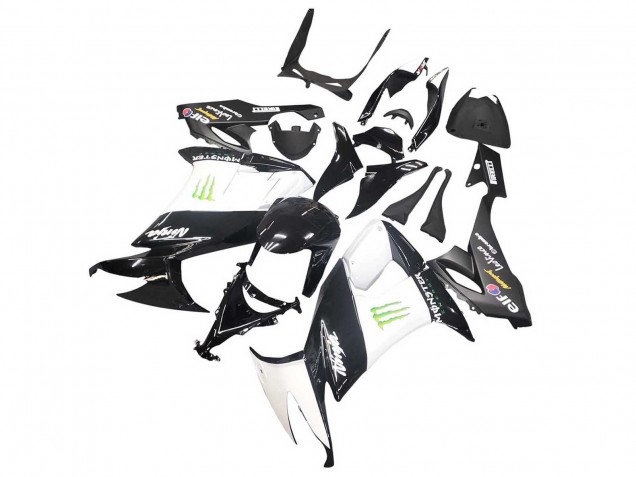 2008-2010 Glossy Black White Green Monster Elf Kawasaki ZX10R Motorcycle Fairings