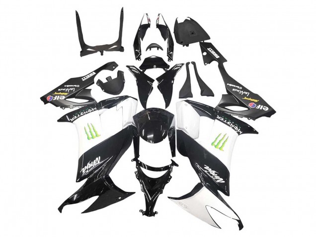 2008-2010 Glossy Black White Green Monster Elf Kawasaki ZX10R Motorcycle Fairings