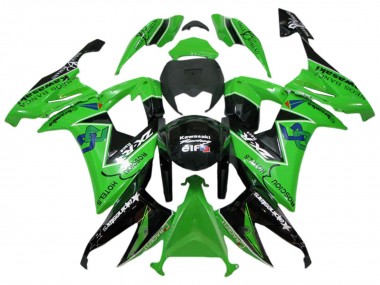 2008-2010 Green Glossy Black Rosciou Hotels Kawasaki ZX10R Motorcycle Fairings
