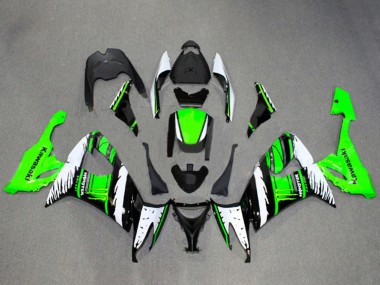 2008-2010 White Green Glossy Black Flame Kawasaki ZX10R Motorcycle Fairings