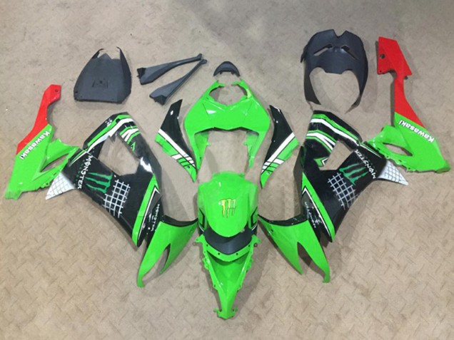 2008-2010 Green White Black Red Monster Kawasaki ZX10R Motorcycle Fairings