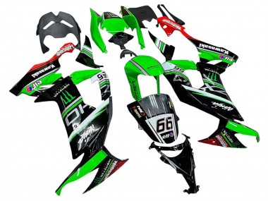 2008-2010 Green White Red Black Monster Elf 66 Kawasaki ZX10R Motorcycle Fairings
