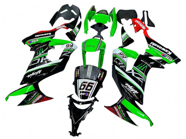 2008-2010 Green White Red Black Monster Elf 66 Kawasaki ZX10R Motorcycle Fairings