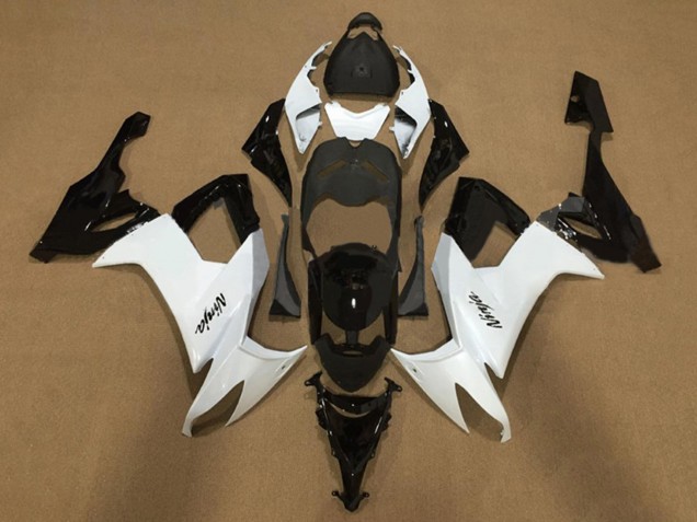 2008-2010 White Glossy Black Kawasaki ZX10R Motorcycle Fairings