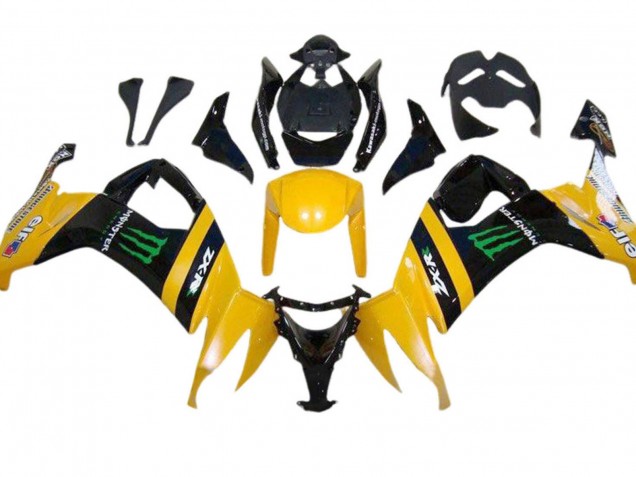 2008-2010 Yellow Black Green Monster Kawasaki ZX10R Motorcycle Fairings
