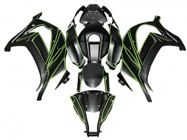 2008-2010 Matte Black Green Lines Kawasaki ZX10R Motorcycle Fairings