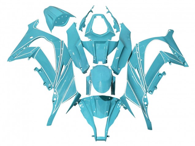 2008-2010 Light Blue White Lines Kawasaki ZX10R Motorcycle Fairings